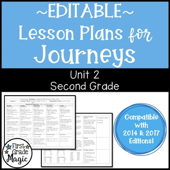 Preview of Journeys Lesson Plans Second Grade Unit 2 {EDITABLE!}
