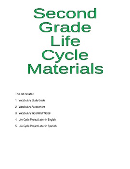 Preview of Second Grade Life Cycle Materials