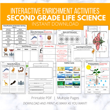 Preview of Second Grade Life Science Mega Bundle: NGSS Interactive Activities