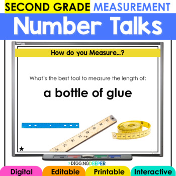 Preview of Second Grade Linear Measurement Number Talks with Inches Feet Yards
