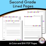 Second Grade Lined Pages for Journaling, Letter Writing, a