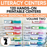 Second Grade Literacy Centers | NO HOLIDAYS | Hands-On Activities