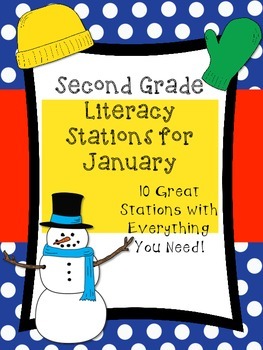 Preview of Second Grade Literacy Stations for January (Ready to Use & Engaging)