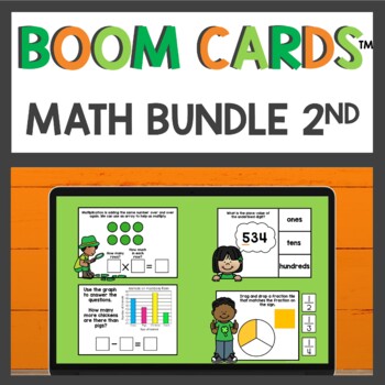 Preview of Second Grade March Math Boom Cards™ Digital Activities