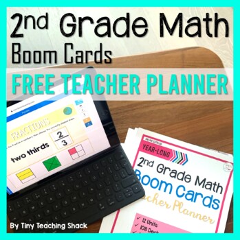 Preview of Second Grade Math Boom Cards Free Teacher Planner