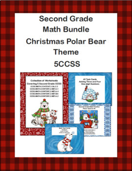 Preview of Second Grade Math Bundle | Christmas Polar Bear Theme | 5CCSS