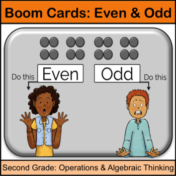 Preview of Second Grade Math Center Boom Cards: Even and Odd Numbers