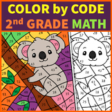 Preview of Second Grade Math Color by Code | Animals