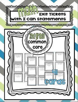 Preview of Second Grade Math Common Core Aligned Exit Tickets with I Can statements