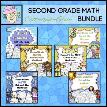Preview of 2nd Grade Math Review Worksheets Addition Subtraction Place Value BUNDLE