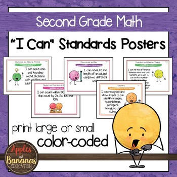 Preview of Second Grade Math Common Core Standards - "I Can" Posters