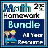 Second Grade Math Homework Bundle with Digital Option For 