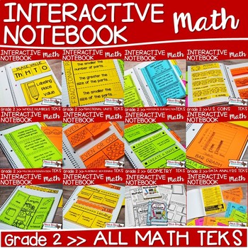 Second Grade Math Interactive Notebook Bundle- All TEKS Standards