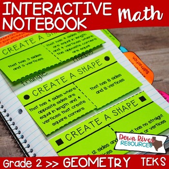 Preview of Second Grade Math Interactive Notebook: Geometry- 2-D Shapes & 3-D Solids (TEKS)