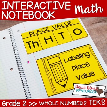 Preview of Second Grade Math Interactive Notebook: Whole Numbers - Place Value (TEKS)