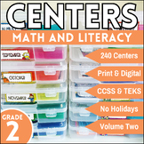 Second Grade Math & Literacy Centers Printable & Digital A