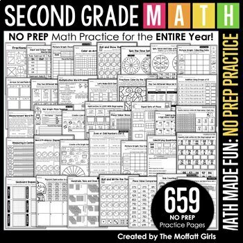 Second Grade Math Made Fun (NO PREP Practice) by The Moffatt Girls