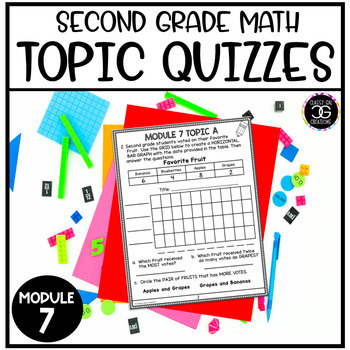 Preview of Grade 2 Math Length Money and Data Topic Quizzes Module 7