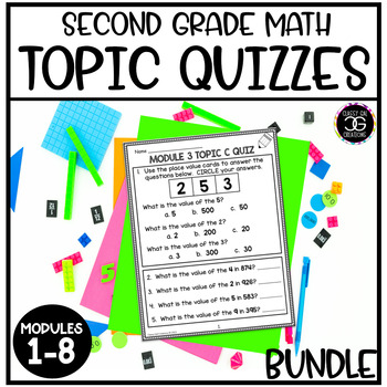 Preview of Grade 2 Math Addition and Subtraction Topic Quiz BUNDLE