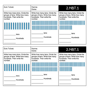 Preview of Second Grade Math Number Sense Exit Ticket