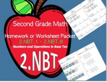 Preview of 2nd Grade Math Homework Packet for 2.NBT Standards