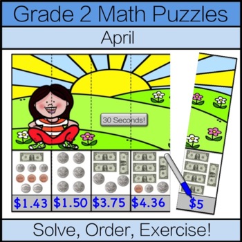 Preview of Second Grade Math Puzzle: April Math Game
