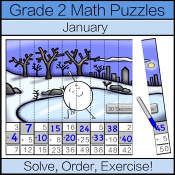 Preview of Second Grade Math Puzzle: January Math Game