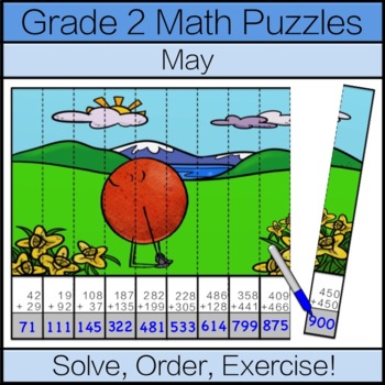 Preview of Second Grade Math Puzzle: May Math Game