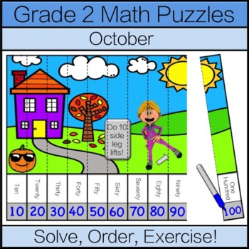 Preview of Second Grade Math Puzzle: October Math Game