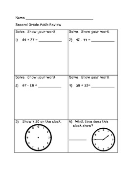 Second Grade Math Review by Minchie | Teachers Pay Teachers