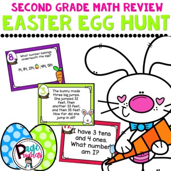 Preview of Second Grade Math Review Easter Egg Hunt