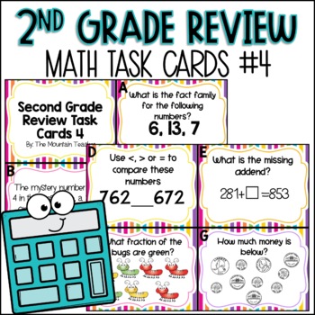 2nd Grade Math Spiral Review | Task Cards Set 4 of 5 by The Mountain ...