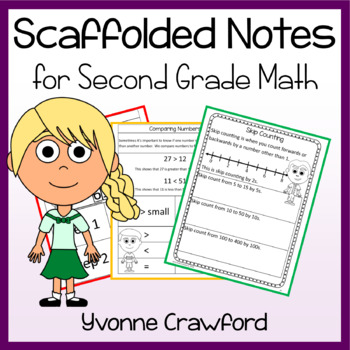 Preview of Second Grade Math Scaffolded Notes | Guided Notes | Math Fact Fluency