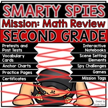 Preview of Second Grade Math End of the Year Review Spy Theme