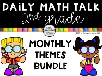 Preview of Second Grade Math Talks Bundle - Monthly Themed Digital and Printable