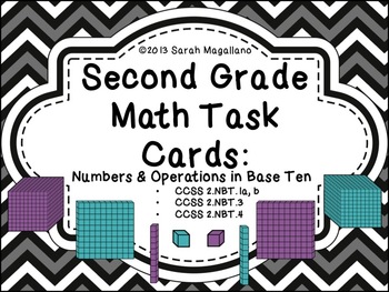 Preview of Math Task Cards: Numbers & Operation in Base 10 (Second Grade)