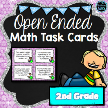 Preview of Second Grade Math Task Cards - Open Ended Questions - Higher Order Thinking