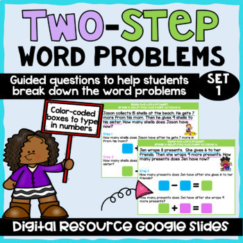 Preview of Second Grade Math Two-step Word Problems Google Slides - Set 1