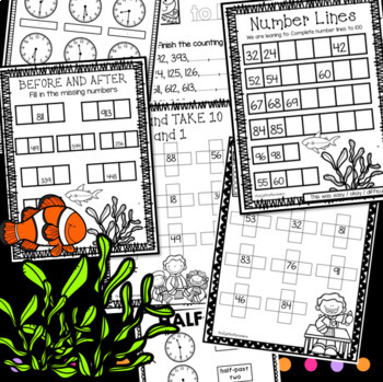 Second Grade Math Worksheets Packet by Mrs G's Mini Monsters | TpT