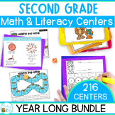 Second Grade Math and Literacy Centers Bundle | Digital an
