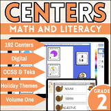 Second Grade Math and Literacy Centers | Includes Holidays