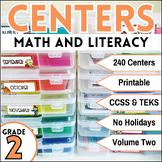 Second Grade Math and Literacy Centers | NO HOLIDAYS | Han