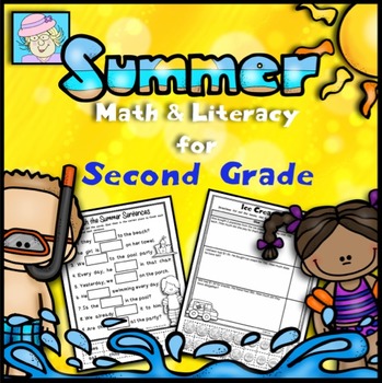 Preview of Summer Packet Second Grade Math and Reading Worksheets