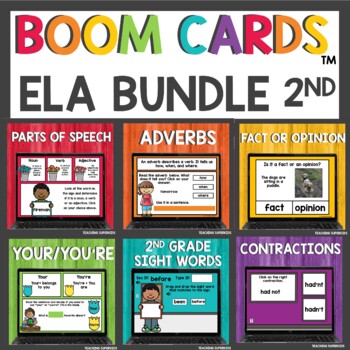 Preview of Second Grade May End of Year ELA Boom Cards™ Digital Activities