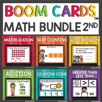 Preview of Second Grade May Math Boom Cards™ Digital Activities