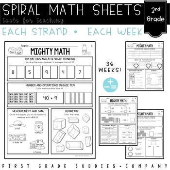 second grade spiral review math worksheets weekly cc aligned sheets