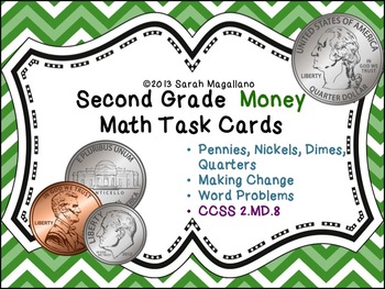 Preview of Money Math Task Cards: Second Grade