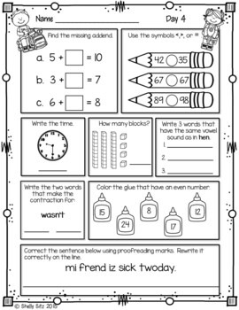 Second Grade Morning Work Freebie by Shelly Sitz | TpT