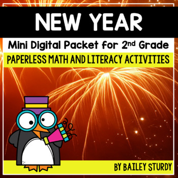 Preview of 2nd Grade New Year Math and Literacy MINI Digital Packet