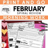 Second Grade No Prep Spiral Review Morning Work February